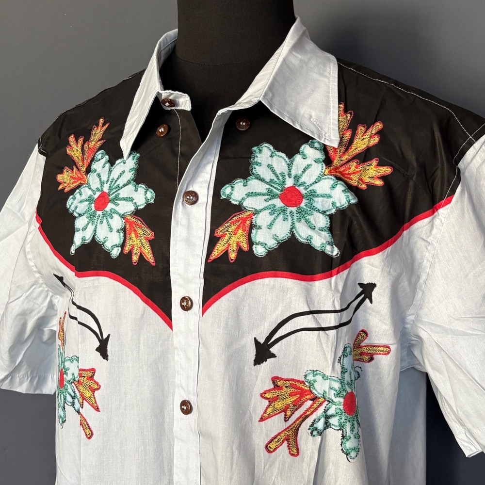 Two New Boozelele Western Rockabilly Shirts | XL | Floral Embroidered | Cowboy